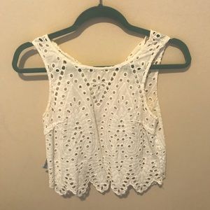 White cut out crop top